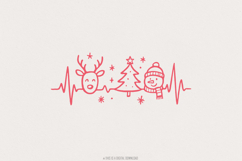 Heartbeat Christmas PNG, Cute Reindeer Snowman and Product Image 1