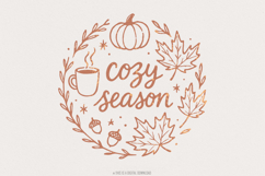Cozy Season PNG, Autumn Leaves, Pumpkin, Hot Drink Fall Product Image 1