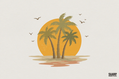 Palm Trees Sunset PNG, Tropical Beach Clipart, Summer Product Image 1