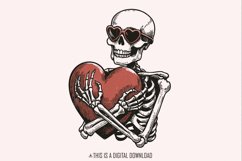 Skeleton Hugging a Heart PNG, Funny Valentines Day PNG, Product Image 1