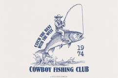 Cowboy Fishing Club PNG, Western Designs Digital Download, Product Image 1