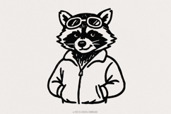 Cool Raccoon with Goggles PNG, Digital Download Animal Art, Product Image 1
