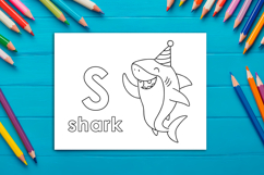 Letter S Coloring Page, Shark Printable Design for Kids Product Image 1