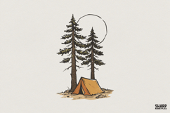 Camping Under Pines PNG, Nature Tent Clipart, Adventure Product Image 1