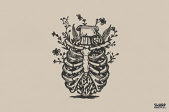 Floral Rib Cage Art, Trendy PNG, Shirt PNG, Coquette PNG, Product Image 1