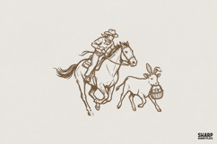 Western Cowboy Easter PNG, Vintage Horse and Bunny Shirt Product Image 1