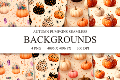 4 Boho Autumn Pumpkins Seamless Patterns, Digital Paper PNG Product Image 1