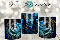FAUX STAINED GLASS DRAGON SUBLIMATION MUG WRAP DESIGN Product Image 1