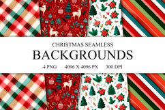 4 Christmas Seamless Patterns, Xmas Digital Paper PNG Product Image 1