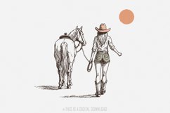 Retro Cowgirl png, Wild West Decor, Cowgirl Illustration, Product Image 1