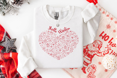 Hello Winter Heart Christmas SVG - Festive Holiday Doodles Product Image 3