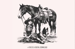 Retro Cowgirl Dog PNG, Western Wild West Digital Download, Product Image 1