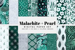 Malachite and Pearl Digital Paper | 16 JPEG Seamless Pattern Product Image 1