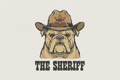 The Sheriff Bulldog PNG, Funny Western Dog Print, Vintage Product Image 1