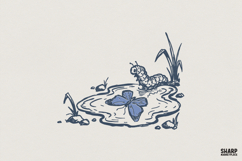 Caterpillar and Butterfly PNG, Transformation Art Print, Product Image 1