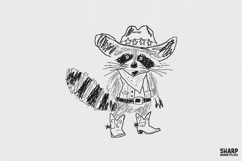 Vintage Cowboy Raccoon In Western PNG Style, Trendy PNG Product Image 1