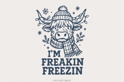 I&#039;m Freakin Freezin PNG, Funny Winter Highland Cow Shirt, Product Image 1