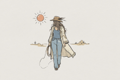 Retro Western PNG, Boho Cowgirl Clipart, Vintage Desert Product Image 1