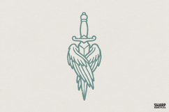 Angel Sword with Wings PNG, Tattoo Style Digital Download, Product Image 1