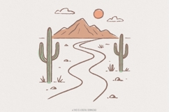 Minimalist Desert PNG Art, Boho Landscape with Cactus and Product Image 1