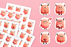 Monster in Love Stickers, Valentines Day Stickers PNG Files Product Image 1