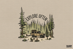 Explore Often Camping Scene, Hunting Png, Camping Png, Lake Product Image 1