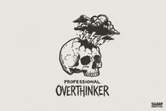 Professional Overthinker PNG Skull Design, Digital Download Product Image 1
