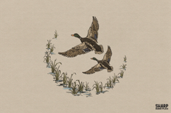 Flying Mallard Ducks Marsh Scene Graphic Designs, Summer Product Image 1