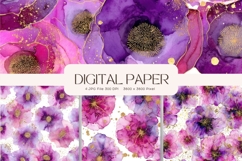 purple Watercolor Alcohol Ink Background Digital Paper Product Image 1