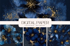blue Watercolor Alcohol Ink Background Digital Paper Product Image 1