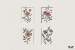 Hand Drawn Floral PNG Design, Minimalist Flower Outline Product Image 1