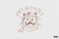 Indubitably Mustache Cat Sketch, PNG Designs For Shirt Product Image 1