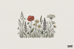 Wildflower PNG, Botanical Floral PNG Shirt Design, Hand Product Image 1