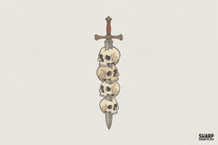 Skull Sword PNG, Gothic Skull Art PNG, Dark Metal Tattoo Product Image 1