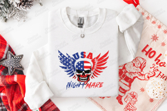 USA Nightmare SVG - Patriotic Skull Flag Wings Cut File Product Image 3