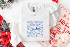 Teacher SVG - School Supplies Line Art Icon Pattern Product Image 3