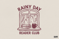 Rainy Day Reader Club PNG, Cozy Book Lover Digital Design, Product Image 1