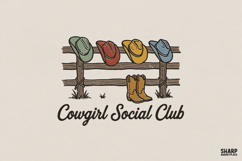 Cowgirl Social Club PNG Design, Western Hat Boots Graphic, Product Image 1