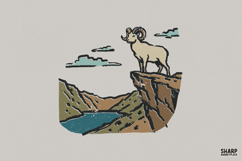 Mountain Goat Cliff Scene, Trendy PNG Design, Shirt Product Image 1