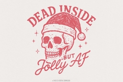 Dead Inside But Jolly AF PNG, Funny Christmas Skull PNG, Product Image 1