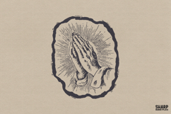 Praying Hands With Radiant Light, Christian PNG For Shirt Product Image 1