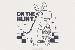 Cute Dinosaur Easter Png, Kids Easter Bunny Png, Boys Girls Product Image 1