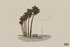 Coastal Palm Van Scene, Summer PNG, Trendy PNG, Shirt PNG, Product Image 1