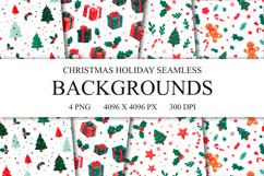 4 Christmas Holiday Seamless Patterns, Xmas Digital Paper Product Image 1