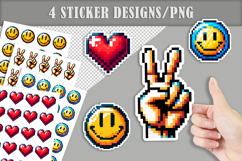 Pixel Art Printable Sticker Pack, Digital Sticker Sheet PNG Product Image 1