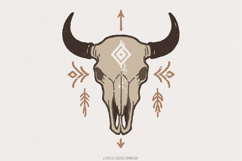 Boho Bull Skull PNG, Western Skull PNG Art, Tribal Product Image 1