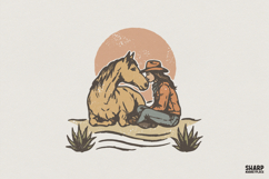 Cowgirl And Horse PNG, Western Friendship Art, Sunset Ranch Product Image 1