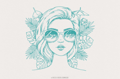 Trendy Woman PNG, Cool Girl with Sunglasses and Tropical Product Image 1