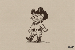 Retro Cowboy Kitten In Boots And Hat, Western PNG Art For Product Image 1