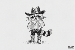 Western Raccoon Cowboy Sketch PNG, Trendy Shirt Product Image 1